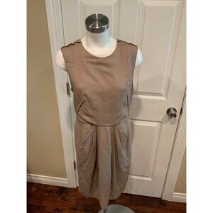 3.1 Phillip Lim Light Brown Linen Pleated Sleeveless Dress Size 6